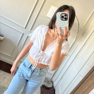 Princess Polly - TIE UP TOP WHITE